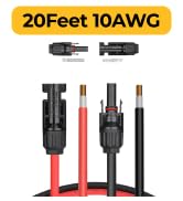 BougeRV 10 Feet 10AWG Solar Extension Cable with Female and Male Connector with Extra Pair of Con...