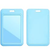 Larpur 2 Pack Sliding ID Badge Holders Hard Plastic Vertical Card Cases with Clear ID Window for ...