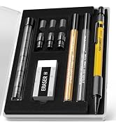 Four Candies 1.3mm Mechanical Pencil Set with Case, Metal Heavy Duty Outdoor Carpenter Pencil wit...