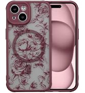 XIZYO Magnetic Case for iPhone 15, Branch Rose/Wine Red | Compatible with Magsafe, Floral Flower ...