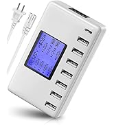 USB Charging Station, Ziwodiv 8-Ports USB Charger Station, 60W/12A Multi Port USB C Hub Charger w...