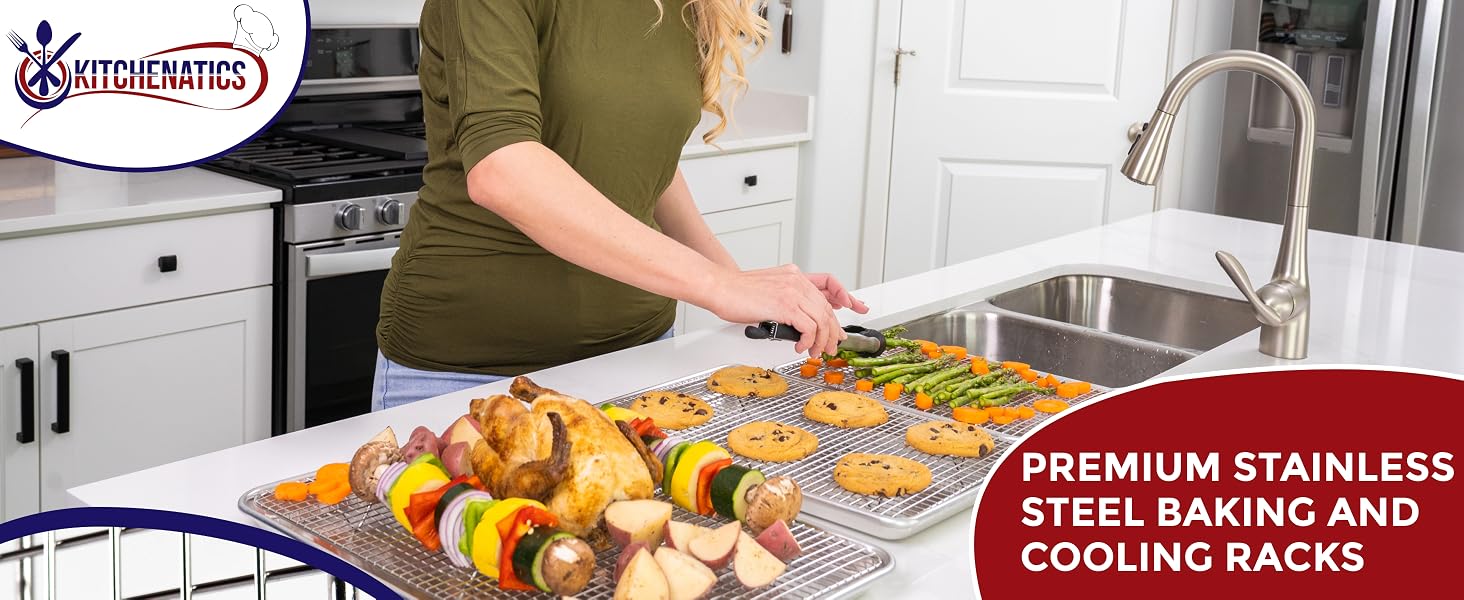 jelly roll, baking sheet, cookie sheets for baking, baking pans set, cooling rack, wire rack