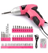 WRENZO Electric Screwdriver 116pc 3.6V Pink USB Small Power Screwdriver Set. Cordless & Rechargea...