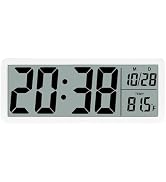 SwlatUtokf 8.5" Large Digital Wall Clock, Battery or Plug in Operated,LCD Digital Clock Large Dis...