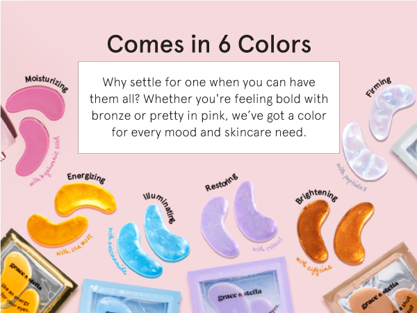 grace and stella eye masks, eye gel pads, gold under eye patches for dark circles and puffiness