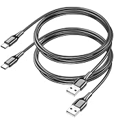 DIOOEER Pet Proof USB C to USB A Charger Cable 6.6FT 2-Pack, Metal Braided Durable Type C Fast Ch...