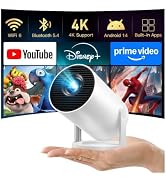 Mini Projector with WiFi 6 and Bluetooth 5.4, 4K Support & Phone Remote X1 | Portable Smart Proje...