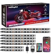 Nilight 8PCS Motorcycle RGB Led Light Kit Waterproof Multi Color Atmosphere Neon Accent APP and R...