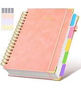 Hardcover Spiral Notebook Journal with Removable Dividers Tabs, 300 Pages Leather 5 Subject Noteb...