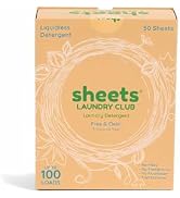 Sheets Laundry Club - Liquidless Laundry Detergent Sheets, 100 Loads - Fragrance Free Scent, Eco-...