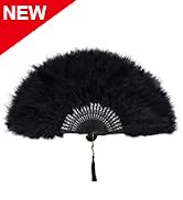EOSAU Marabou Feather Fans Handheld, 1920s Vintage Gatsby Style Flapper Folding Hand Fan Foldable...
