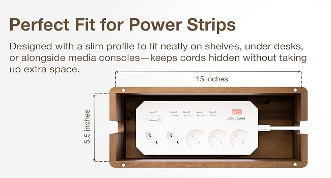 cable box inner dimension of 15"L x 5.5"W
