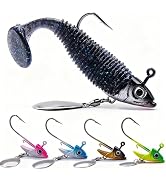 FishTrip Underspin Jig Heads Hooks - 1/4 oz,3/8 oz,1/2 oz Swimbait Jig Head with Spinner Blade fo...