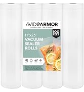Avid Armor Vacuum Sealer Bags 11" x 25' Rolls 4 Pack for Foodsaver, Seal a Meal Vacuum Sealer Fit...