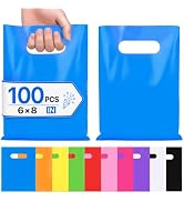 LOVOBAG 100PCS Party Favor Goodie Small Gift Bags for Kids 6x8 Blue Bulk | Plastic Party Goody Ba...