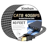 Ximhun Cat 8 Ethernet Cable 40 FT, High-Speed Braided Internet Cable Network Cord with RJ45 Conne...