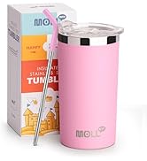 Mollcity Kids Tumbler-12 oz Stainless Steel Insulated Skinny Tumbler with Lid and Straw -Reusable...
