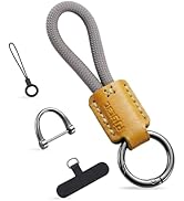 PJYTAC Leather Keychain for Car Keys, Key Chain with Anti-Lost D Key Ring, Car Key Accessories Gi...