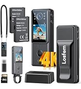 Losfom 4K Body Camera with Audio, Z13 Compact Police Body Cam with 2 Batteries & Dock, 6 IR Night...