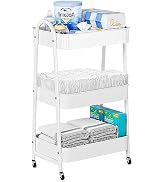 Volnamal Baby Diaper Caddy Organizer | Chic Metal Utility Diaper Cart | Multifunction Essential N...