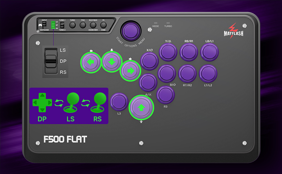 F500 FLAT Fight Stick All Button Arcade Controller for PS4, PC, Xbox Series S/X, Xbox One, Switch