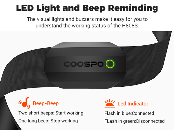 COOSPO Bluetooth Heart Rate Monitor Chest Strap H808S, ANT+ BLE HR Monitor Chest