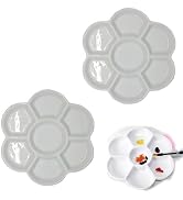 2Pcs White Porcelain Watercolor Palette - Washable Ceramic Paint Tray with Non-Stick Surface, Pro...