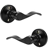 Probrico 1 Pair Black Wave Style Dummy Door Lever for Interior Door,Left Hand and Right Handed, N...