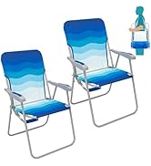 #WEJOY Folding Beach Chair for Adults, Lightweight Beach Chair with Shoulder Straps, High Back Be...