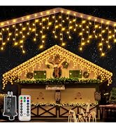 Ollny Icicle Lights for Outside 400LED 32FT, Warm White Christmas Light with Remote 8Modes Timers...