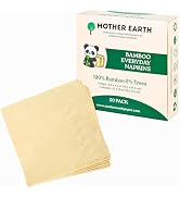 MOTHER EARTH Bamboo Everyday Napkins - 2 Ply | Soft & Absorbent | Disposable Kitchen Napkins (50 ...