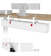 Univivi No Drill Under Desk Cable Management Tray, 36" Cord Organizer for Table, Clamp/Screw Moun...