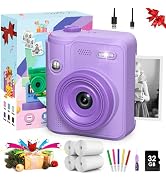 Gofunly Kids Camera Instant Print: 6 Layers of Protection Kids Camera, Prints in 1 Second, 5 Roll...