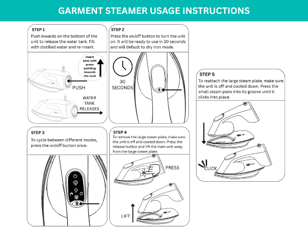 True & Tidy Duopress Steamer and Iron Usage Instructions