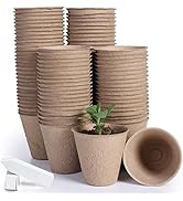 JERIA 100-Pack 3.15 Inch Peat Pots for Seedling with 100 Pcs Plant Labels,Outdoor Garden Germinat...