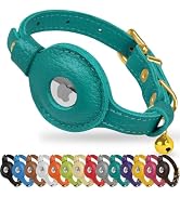 OOPSDOGGY AirTag Cat Collar with Bell - Non Breakaway Leather Kitten Collar with Apple Air Tag Ho...