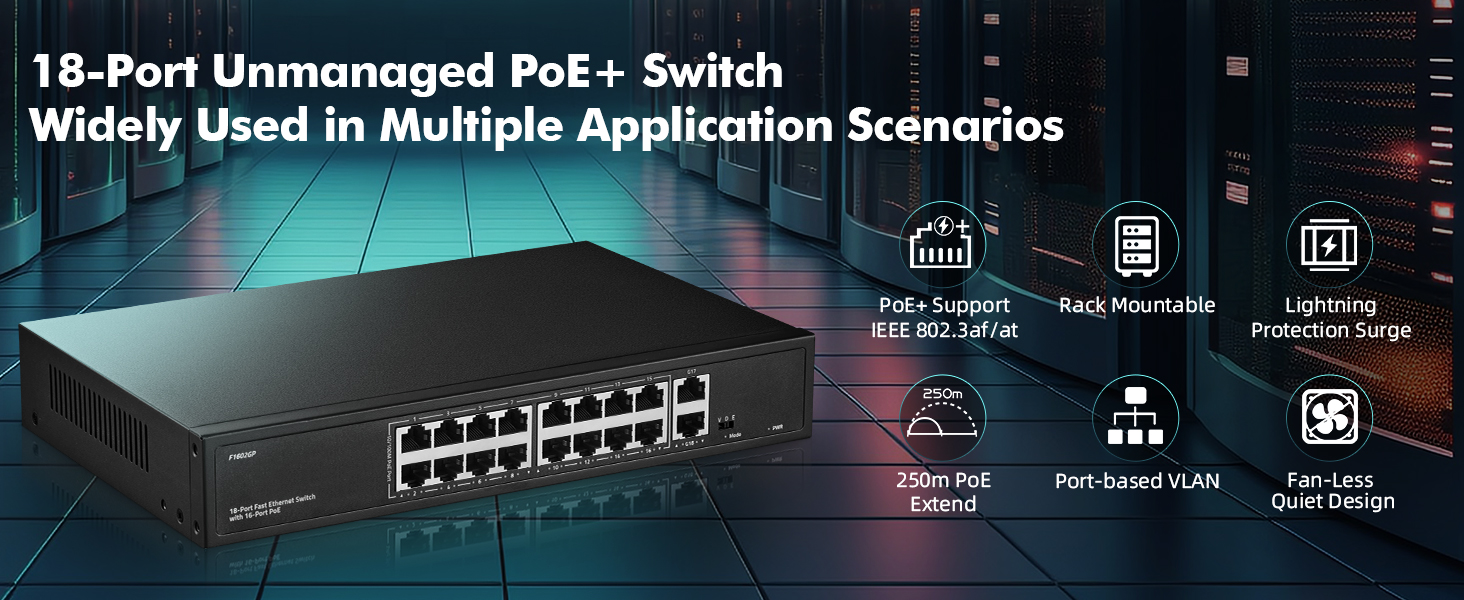 16-port gigabit poe switch
