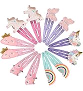 PinkSheep Unicorn Hair Clips Barrettes for Girls, 6 Pairs/12 Pack Fox Rainbow Cloud Shaped Hair P...