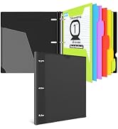 INFUN 1 INCH All-in-one Telescoping Binder Notebook- 2PCS, 3 Ring Binder with 1 Plastic Movable P...