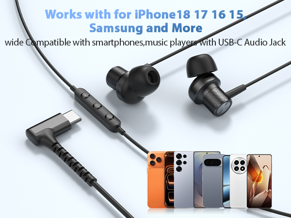 wired earbuds usb c for iphone 18 17 pro max duo 16 15 plus