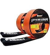 2 Pack 2”x10FT Supper Sturdy Lift Sling Straps, 18800 Pound Capacity Heavy Duty Eye-Eye Nylon Str...