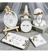 Wowagoga Jewelry Display Set,6 Pcs Decorative Organizer Tray,Cute Jewelry Organizers,White and Go...