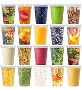 Slomg 60 Pack 32oz Plastic Deli Containers with Lids, Disposable Food Storage Containers for Soup...
