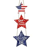 4th of July Decorations Patriotic Wreath Pentagram Hanging Decor 4th of July Wreaths for Front Do...