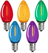 KGC 25Pack C7 LED Christmas Light Bulb, C7 Shatterproof LED Bulbs for Christmas Outdoor String Li...