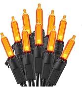 ODEETRONIC Orange Lights, 33ft 100 LED Halloween String Lights Connectable, 120V UL Certified Ind...