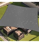 Amagenix Waterproof Sun Shade Sail 8'x10' Dark Grey Shade Canopy Curved Edge 95% UV Blocking Awni...