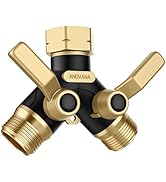 Hose Splitter 2 Way Heavy Duty,Garden Hose Splitter- Solid Brass Y Type with Dual Shut Off Valves...
