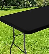 Smiry Rectangle Tablecloth, Elastic Fitted Flannel Backed Vinyl Tablecloths for 6ft Folding Table...