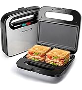 Aigostar Sandwich Maker, Non-Stick Panini Press Sandwich Maker Breakfast Grilled Cheese Maker, St...